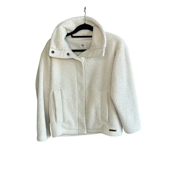 Billabong Ivory Cream Sherpa Fleece Casual Jacket Snaps Size Small - Picture 2 of 9